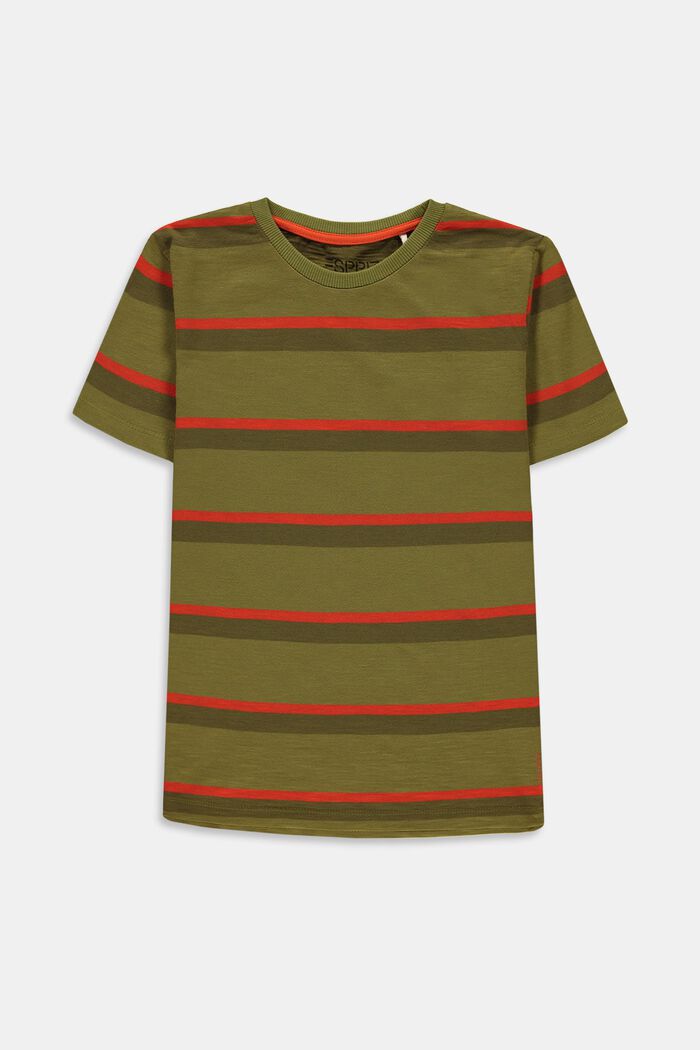Striped T-shirt in 100% cotton, LEAF GREEN, overview