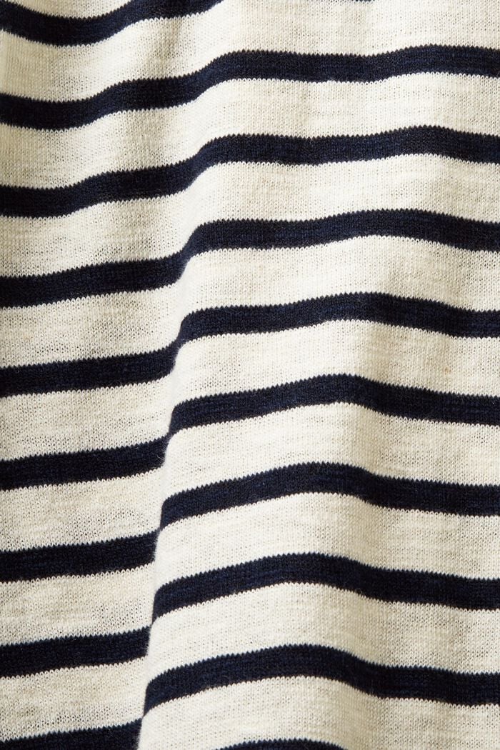 Cotton Linen Breton Stripe Cardigan, CREAM BEIGE, detail image number 4