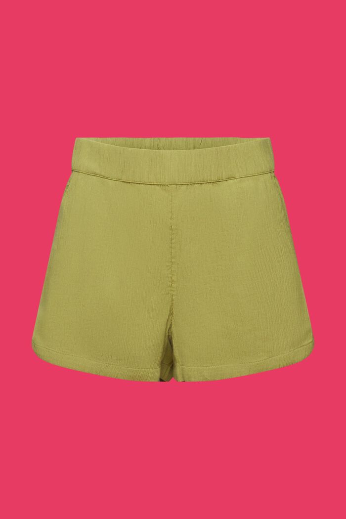 Crinkled Cotton Pull On Shorts, PISTACHIO GREEN, detail image number 7