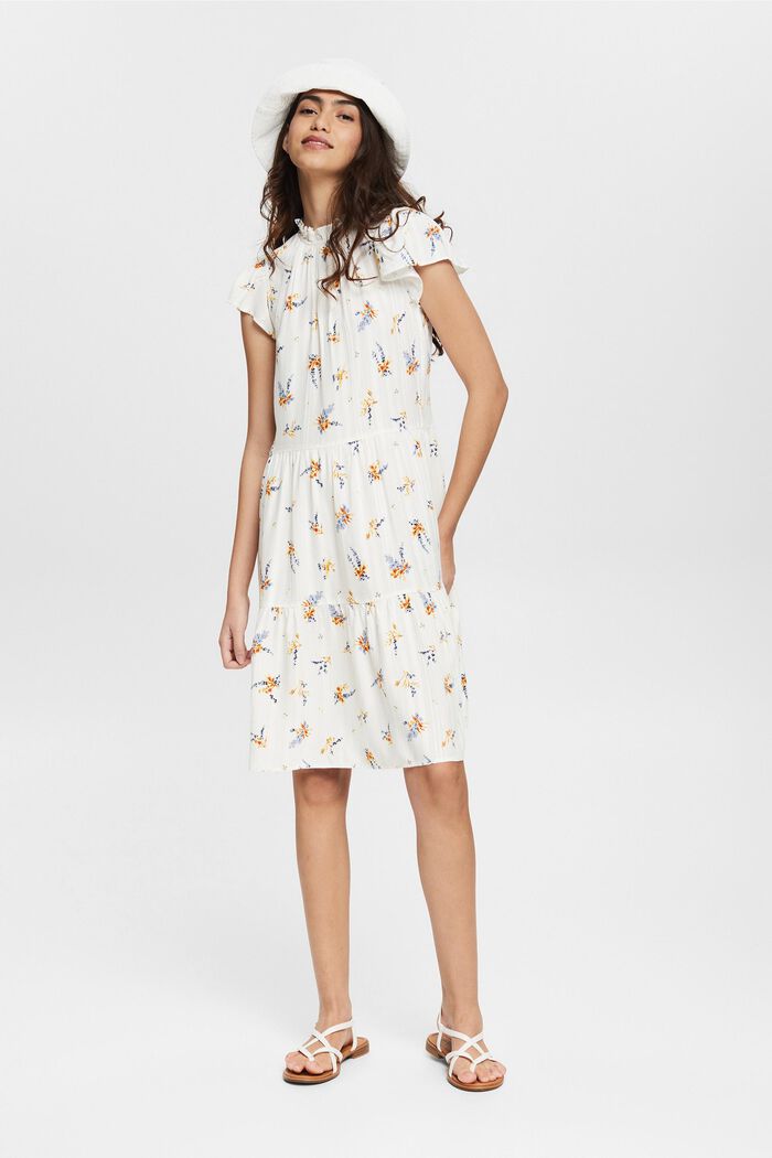Dress with a floral pattern, LENZING™ ECOVERO™, OFF WHITE, detail image number 1