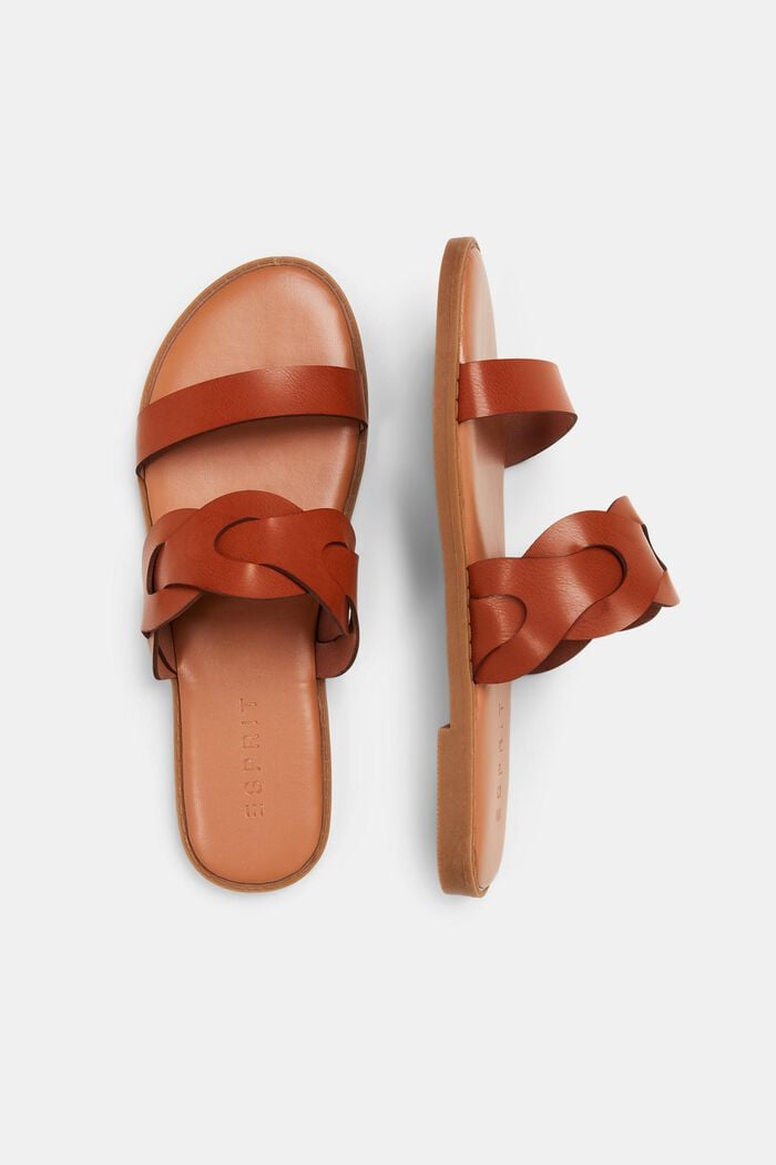 Braided Vegan Leather Slide Sandals, CARAMEL, detail image number 5