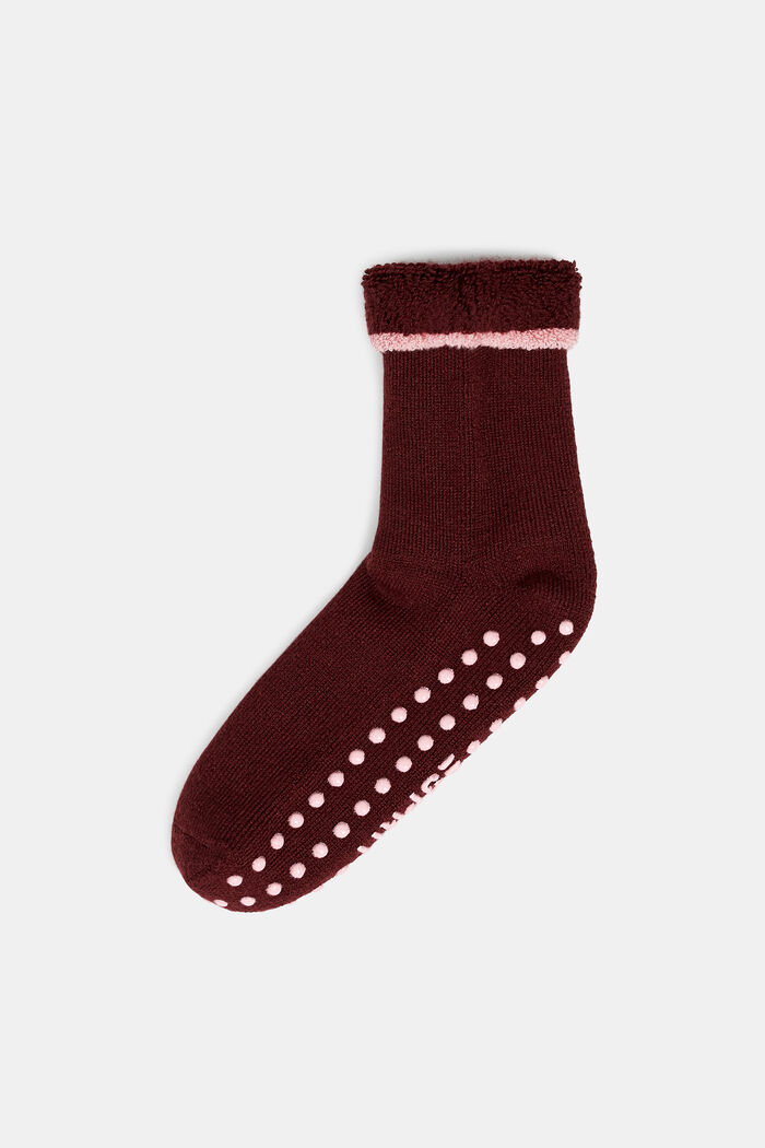 Soft stopper socks, wool blend, BLACK CURR, detail image number 0