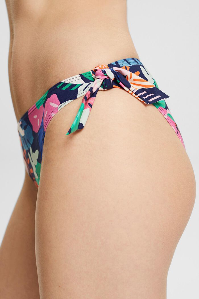 Bikini briefs with a colourful pattern and ties, NAVY, detail image number 1