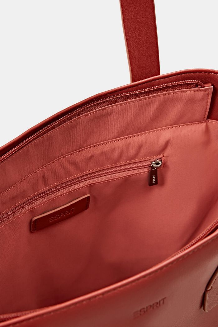 Vegan: Faux leather shopper, CORAL RED, detail image number 4