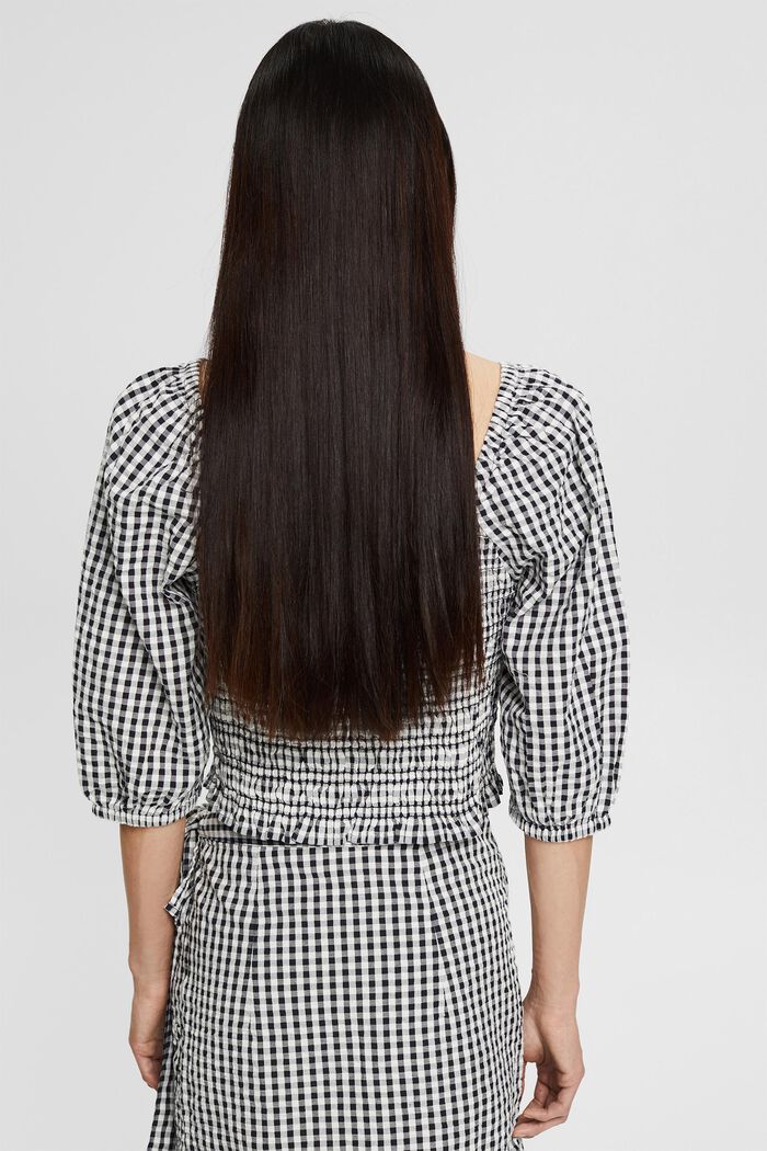 Checked blouse with a square neckline, BLACK, detail image number 3