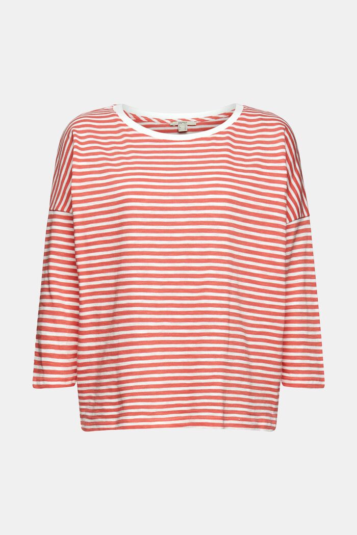 Striped long sleeve top, 100% cotton, CORAL, detail image number 5