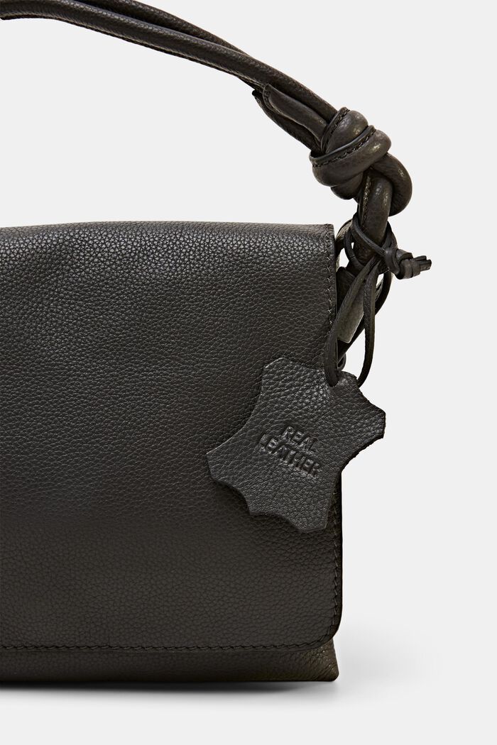 Small Leather Flap Bag, DARK GREY, detail image number 1