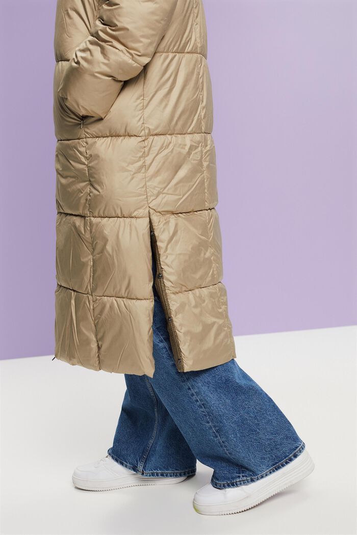 Hooded Quilted Puffer Coat, KHAKI BEIGE, detail image number 1