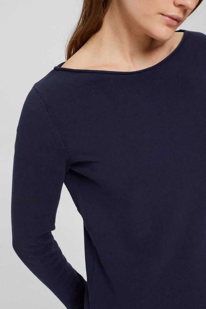 Basic knitted dress in blended cotton, NAVY, detail image number 3