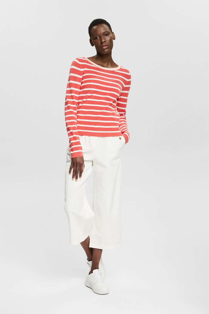 Striped jumper with colour accents, CORAL, detail image number 6
