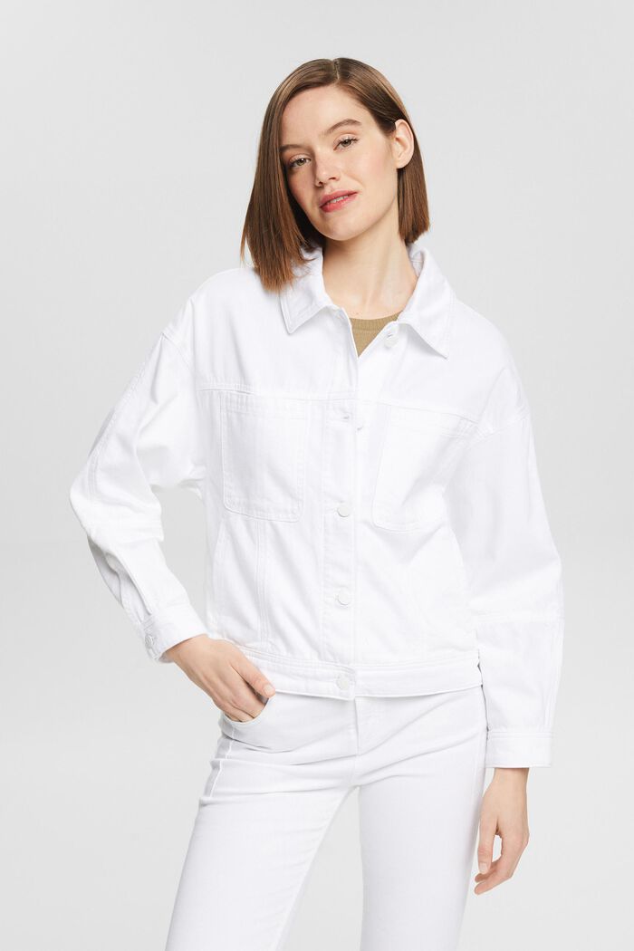 White denim jacket, WHITE, detail image number 0