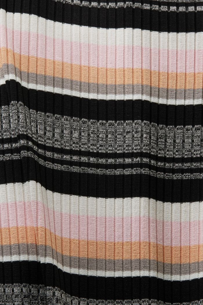 Striped Rib-Knit Midi Skirt, BLACK, detail image number 5