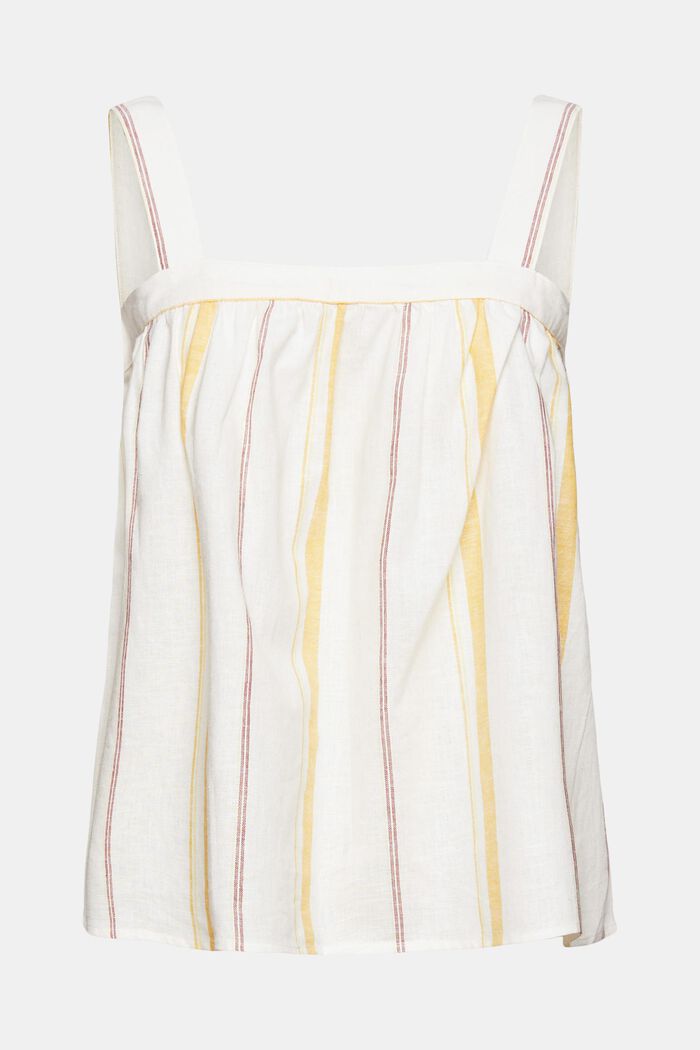Striped linen blend top, OFF WHITE, detail image number 6