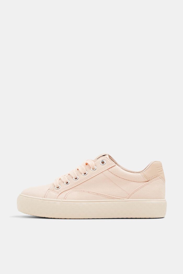 Canvas trainers with a platform sole, NUDE, detail image number 0