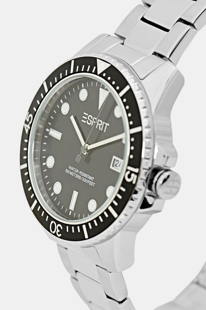Stainless-steel watch with link bracelet, SILVER, detail image number 1