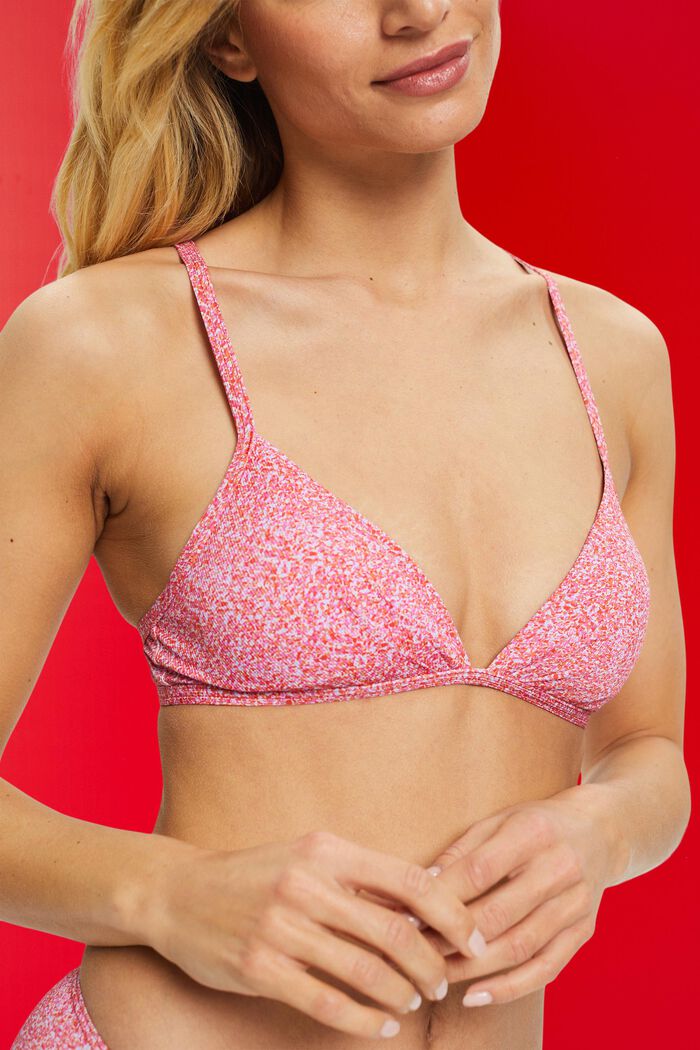 Padded bikini top with print, PINK, detail image number 1