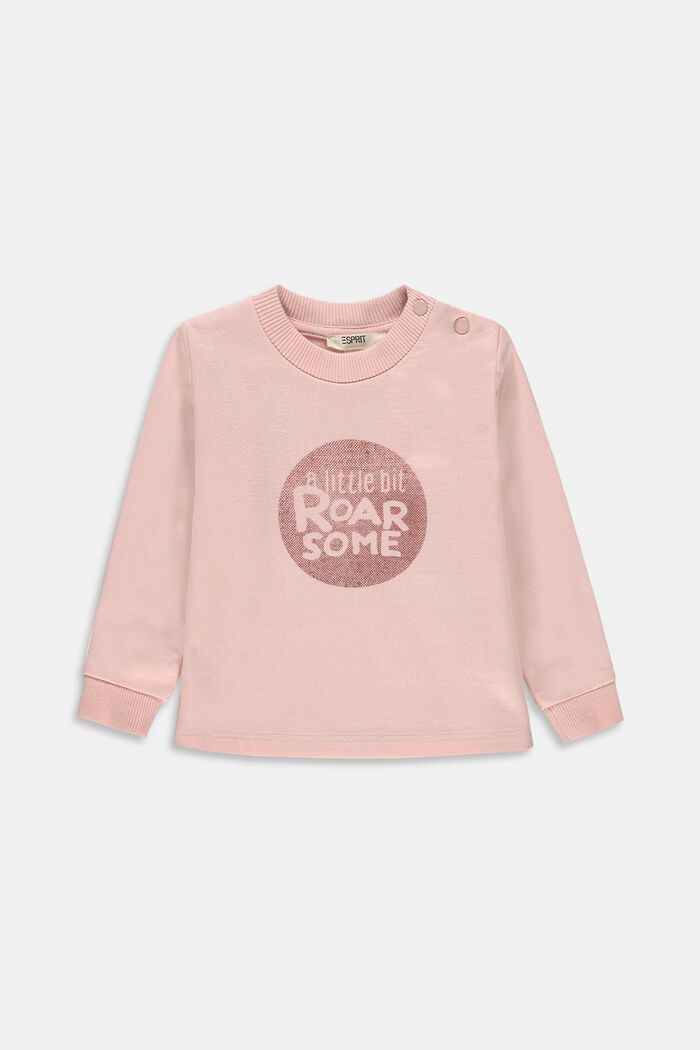 Sweatshirt with a print, organic cotton, PASTEL PINK, overview