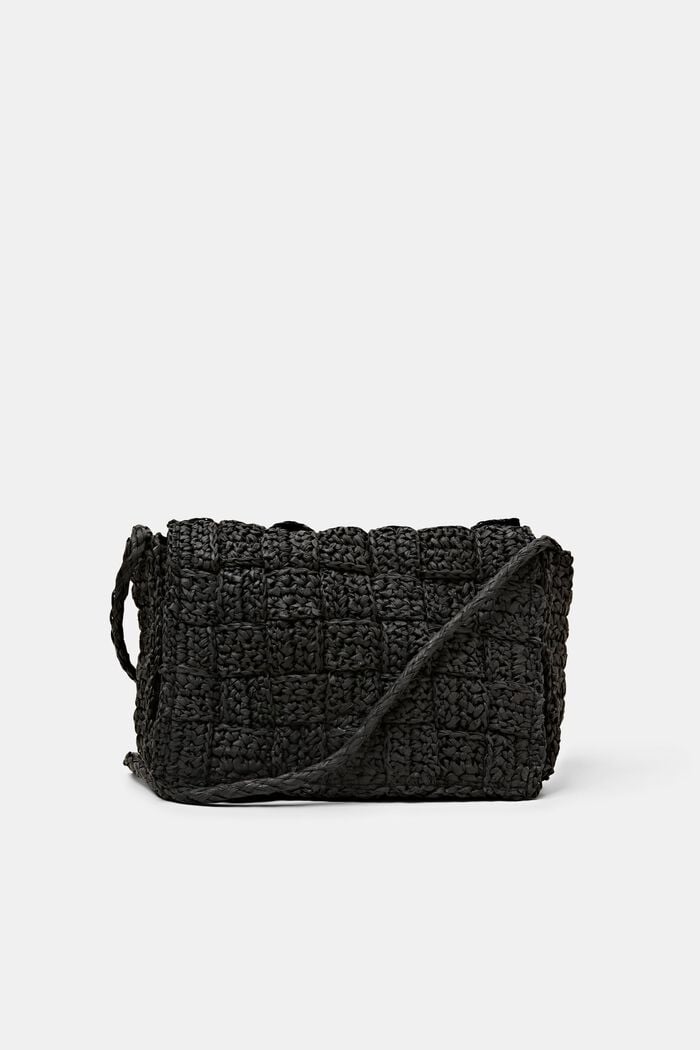 Crochet Flap Shoulder Bag, BLACK, detail image number 0