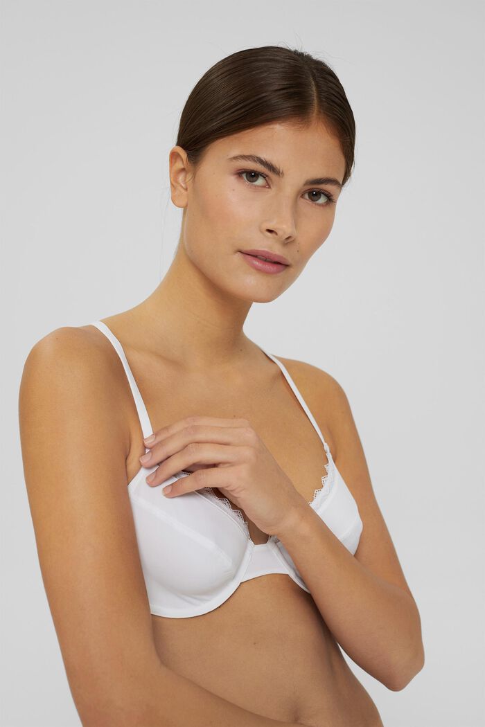 Underwire bra with lace, WHITE, detail image number 3