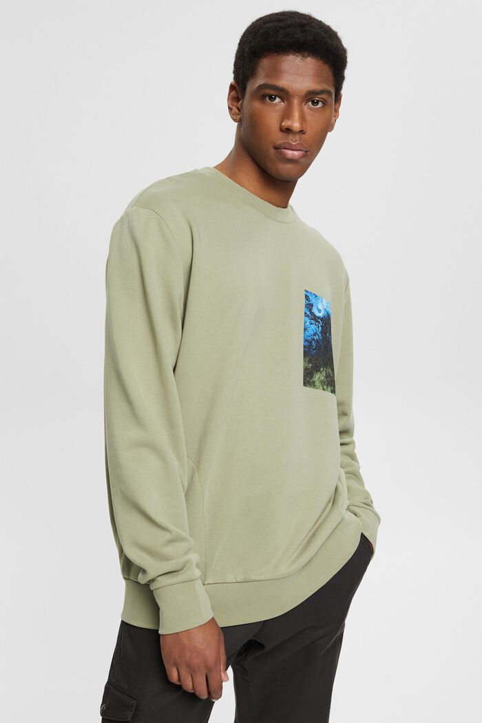 Cotton blend sweatshirt with TENCEL™, LIGHT KHAKI, detail image number 0