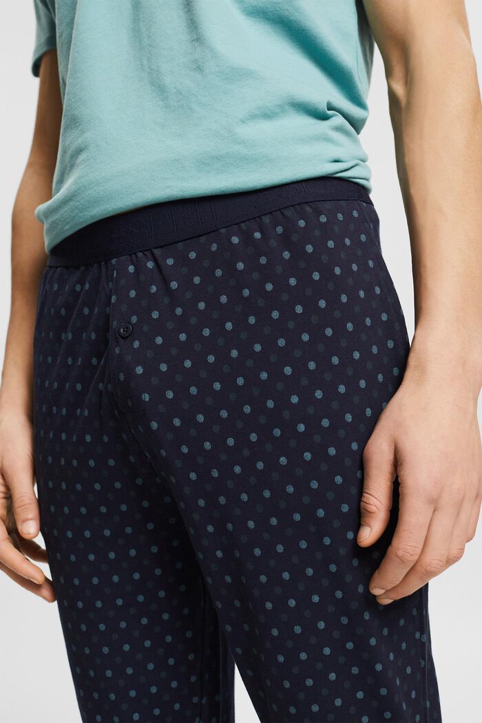 Polka dot cotton pyjama bottoms, TEAL GREEN, detail image number 3