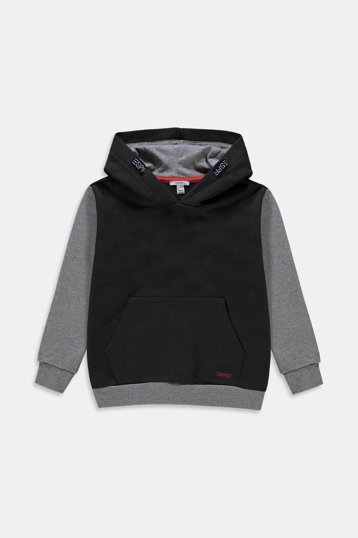 Two-tone hoodie made of 100% cotton, DARK GREY, overview
