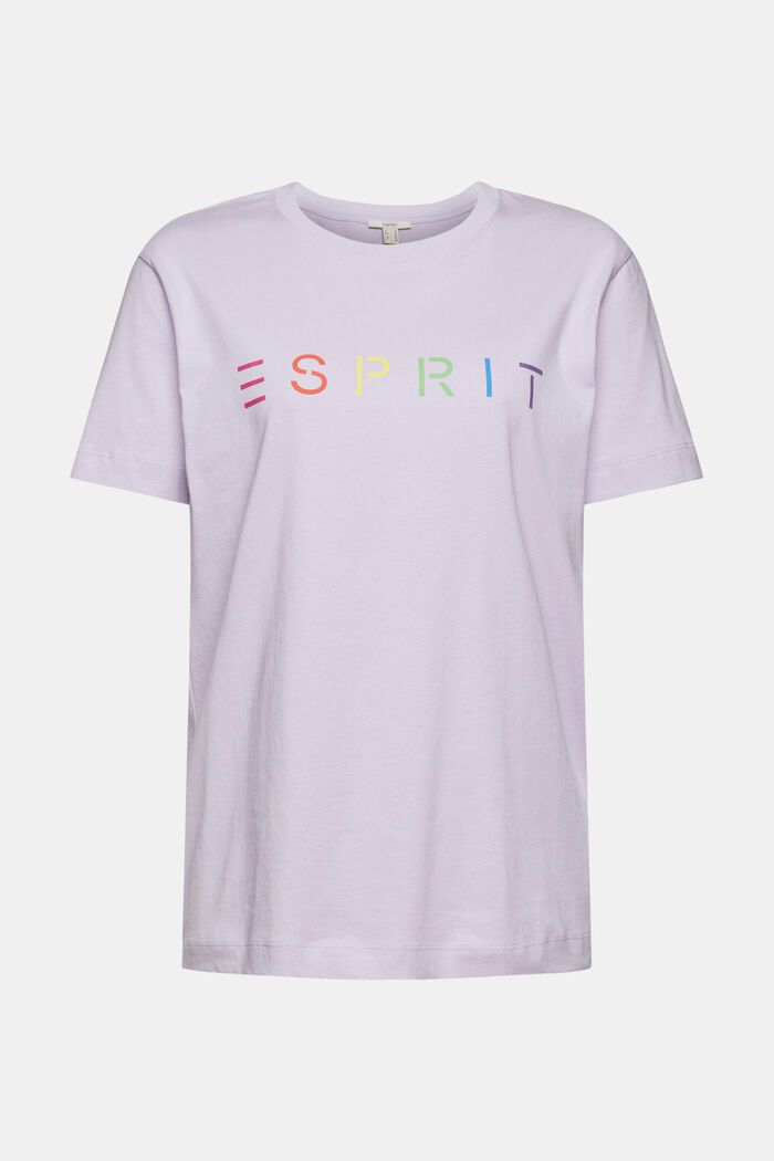 T-shirt with logo print, organic cotton, LILAC, overview