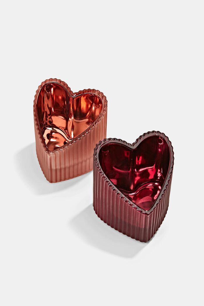 Set of 2 heart-shaped candle jars, RED, detail image number 3