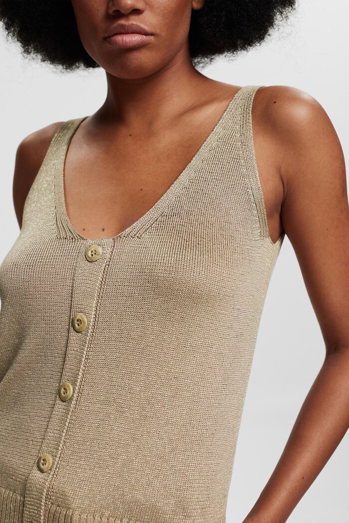 Knitted top with a decorative button placket, KHAKI GREEN, detail image number 2