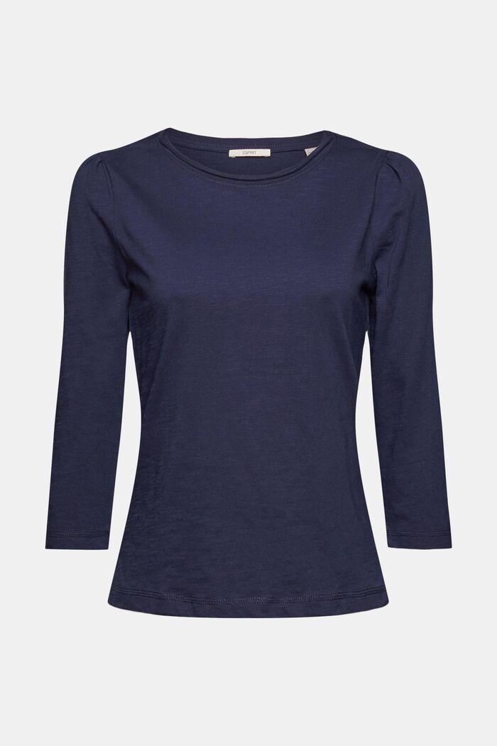 Long sleeve cotton top, NAVY, detail image number 2