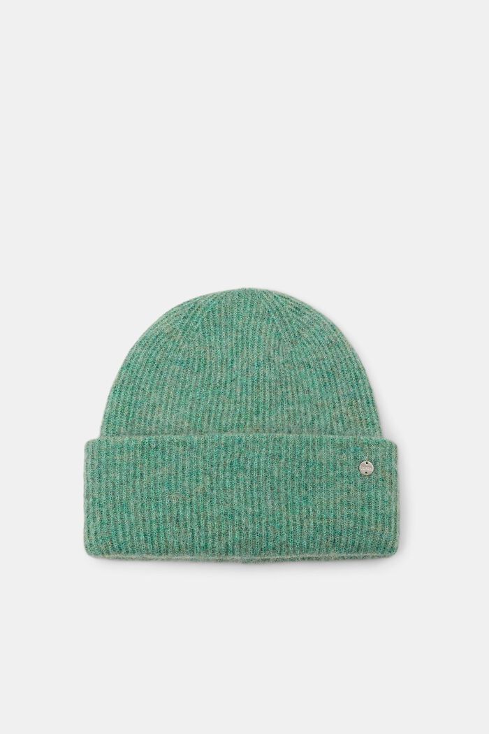 Wool-Blend Ribbed-Knit Beanie, GREEN, detail image number 0