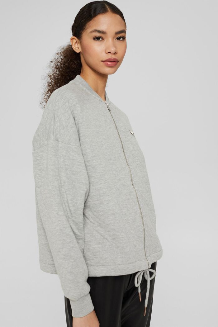 Quilted sweatshirt jacket with organic cotton, MEDIUM GREY, detail image number 0
