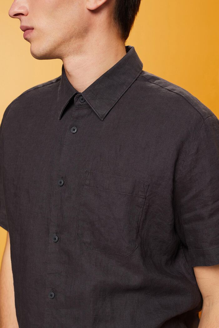 Linen short-sleeved shirt, ANTHRACITE, detail image number 2