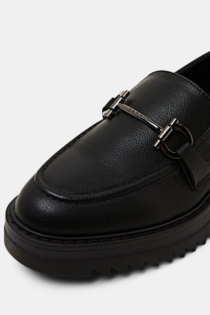 Vegan Leather Platform Loafers, BLACK, detail image number 3