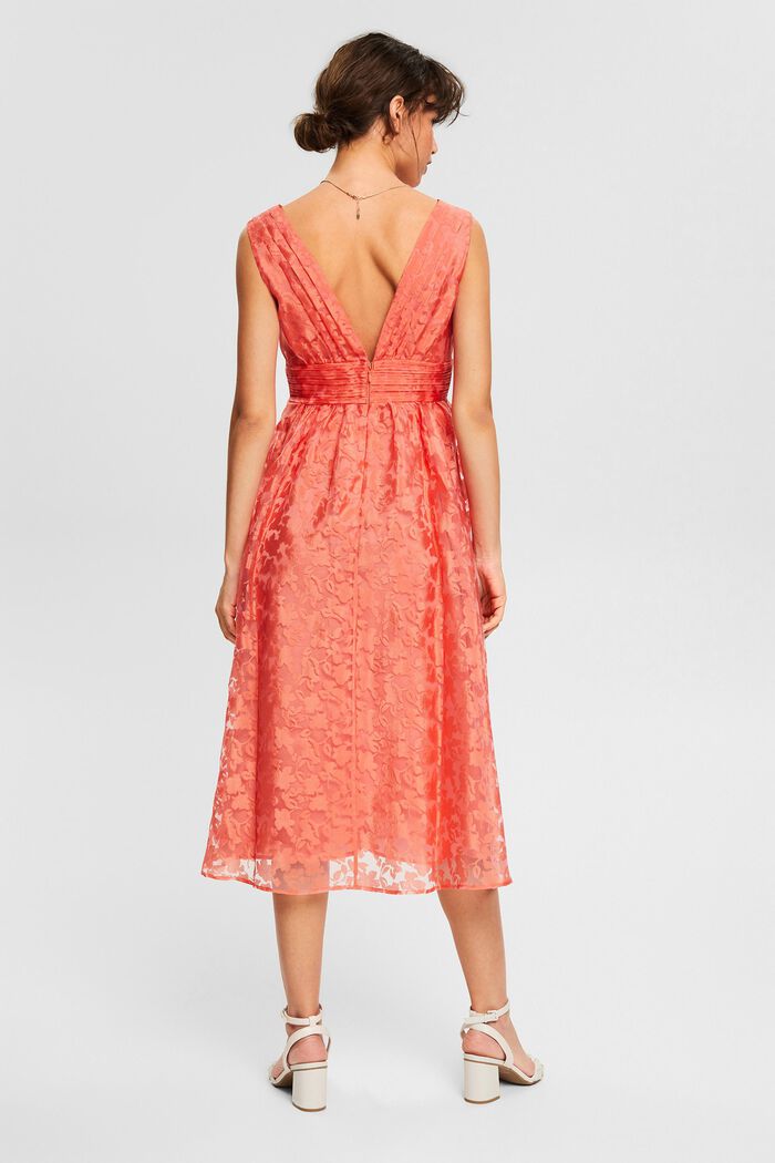 Recycled: tulle dress with a floral pattern, CORAL ORANGE, detail image number 2