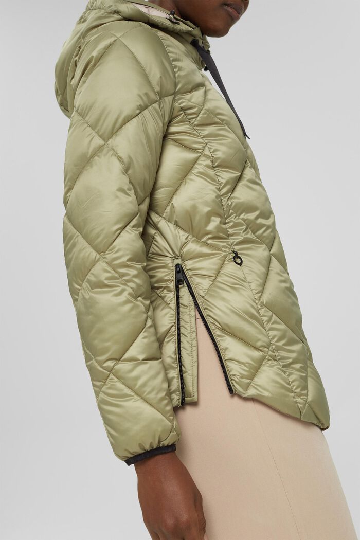 Recycled: Quilted jacket with an adjustable hood, LIGHT KHAKI, detail image number 2