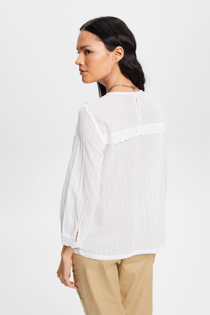 Scallop-edge lace blouse, WHITE, detail image number 3