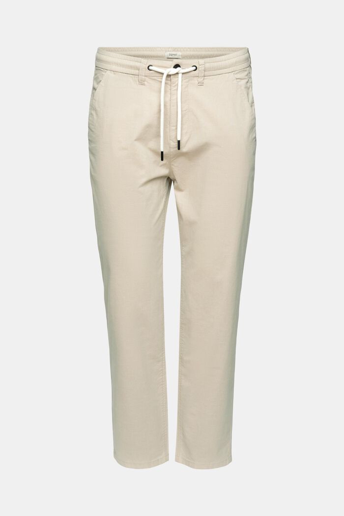 Trousers with a stretchy drawstring waistband, BEIGE, detail image number 7