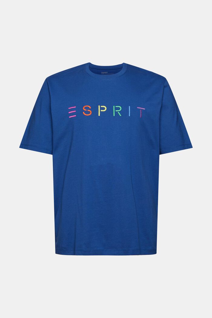 Jersey T-shirt with an embroidered logo, BRIGHT BLUE, overview