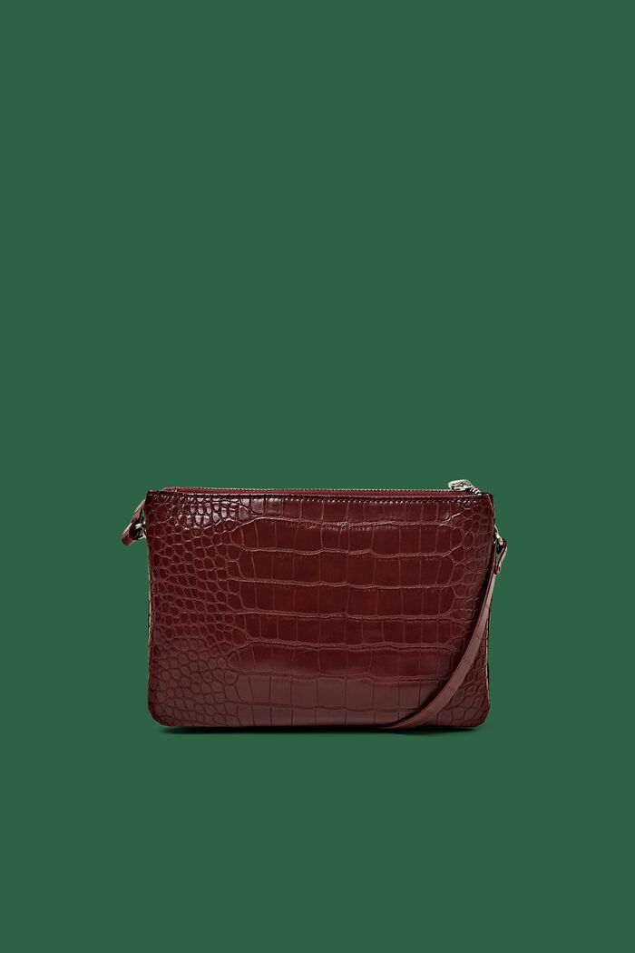 Faux Leather Shoulder Bag, GARNET RED, detail image number 0