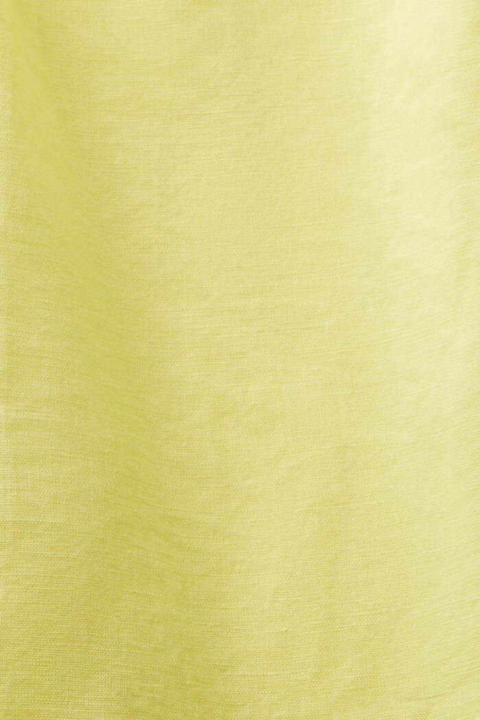 Linen-Cotton Sleeveless Smocked Blouse, PASTEL YELLOW, detail image number 5