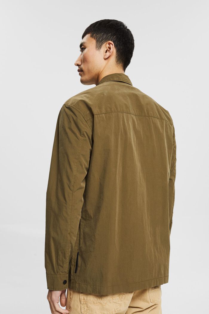 Lightweight shirt jacket with a zip, DARK KHAKI, detail image number 3