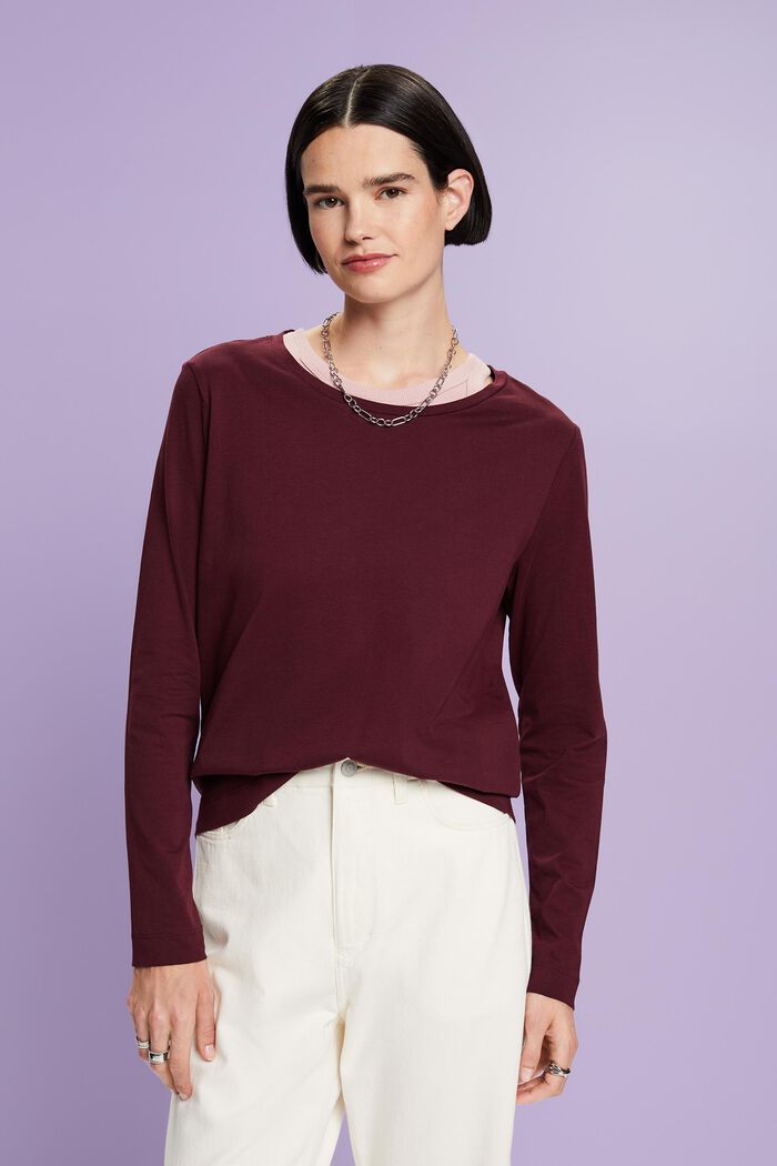 Round Neck Top, BORDEAUX RED, detail image number 2