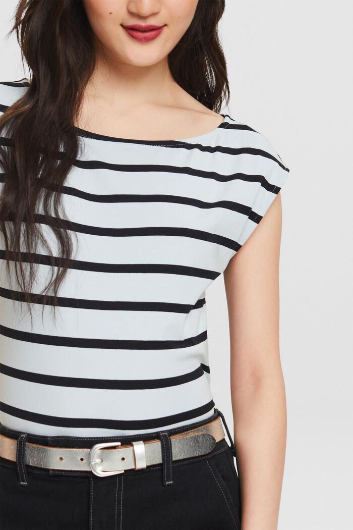 Striped Sleeveless T-Shirt, LIGHT BLUE, detail image number 3