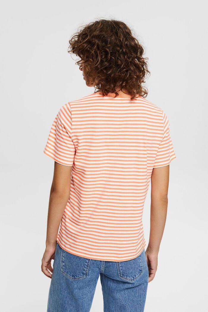 Striped T-shirt made of organic cotton, CORAL ORANGE, detail image number 3