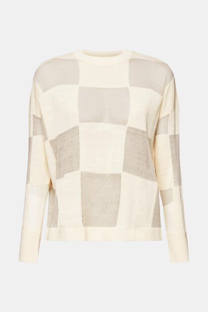 Linen-Blend Checked Sweater
