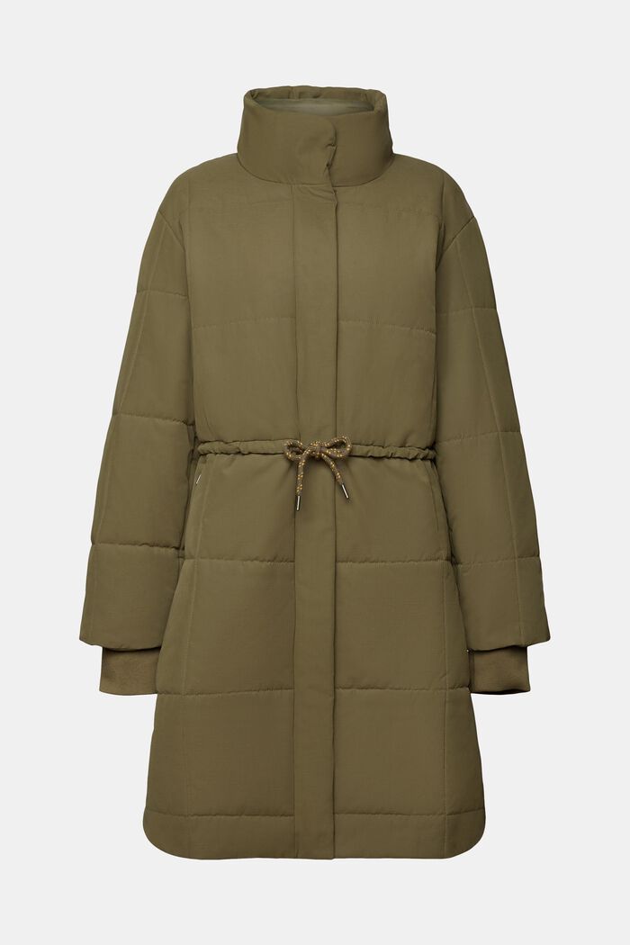 Recycled: quilted coat with fleece lining, KHAKI GREEN, detail image number 6