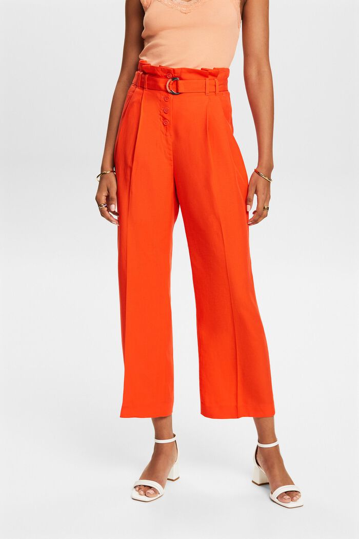 Mix and Match Cropped High-Rise Culotte Pants, BRIGHT ORANGE, detail image number 0