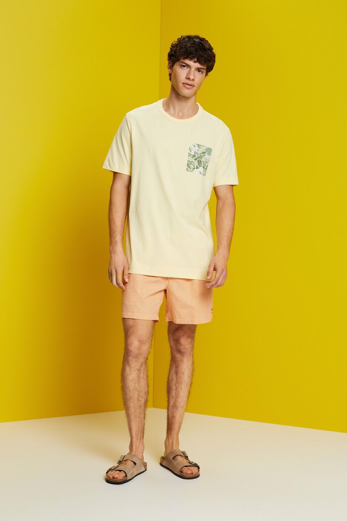 Jersey t-shirt with chest print, 100% cotton, LIGHT YELLOW, detail image number 4