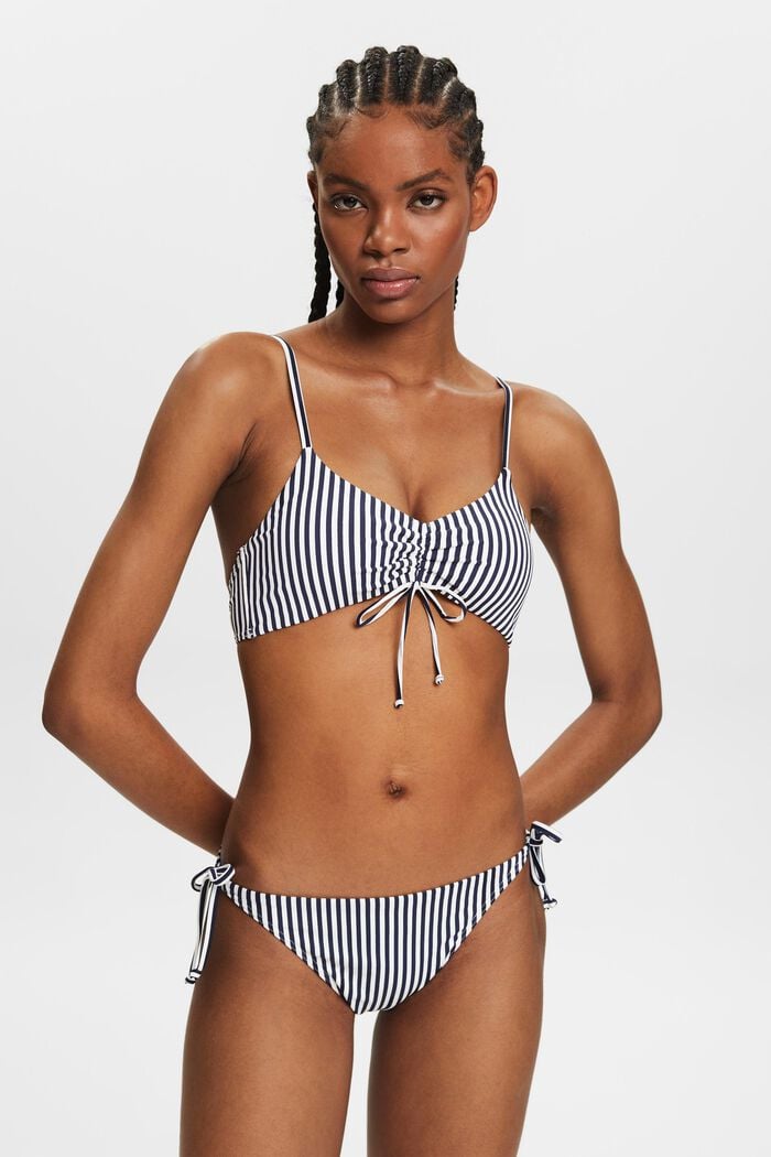 Striped Padded Bikini Top, NAVY, detail image number 0